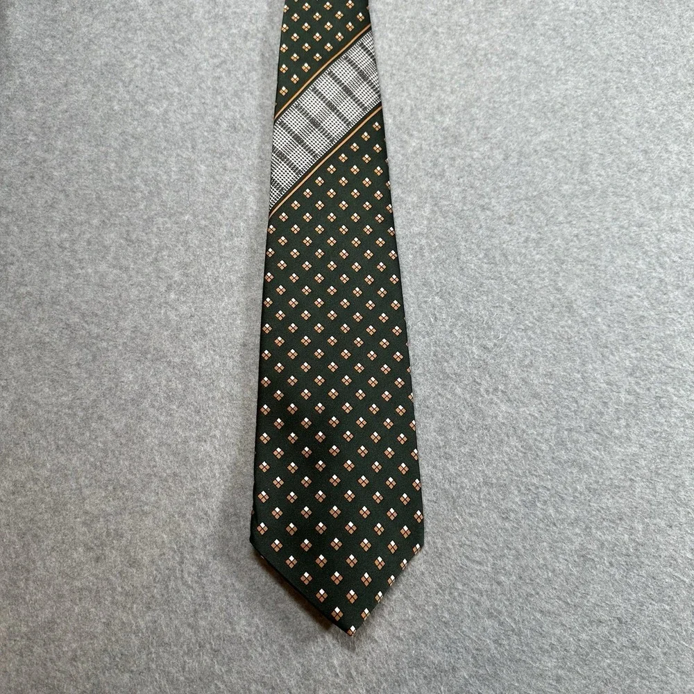 Vintage Carre Berkley Cravats Tie‎ Green Orange Geometric 70s Classic 57x4in